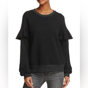 Nation Ltd Ruffle-sleeve Sweatshirt Women’s Size S Black Round Neck Long sleeve